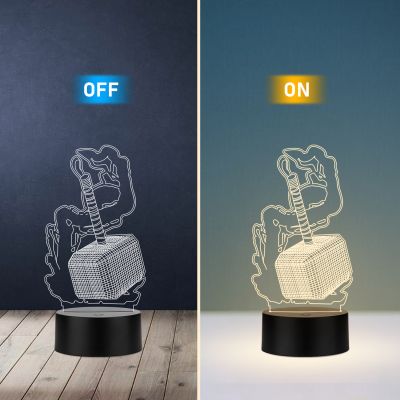 The 3D Hammer of Thor Night Lamp with warm white light